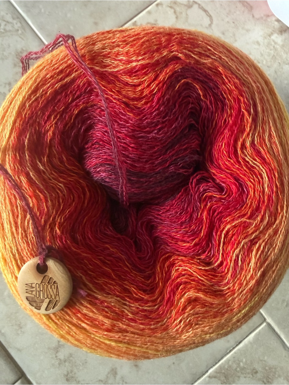 Shades of Merino Cotton Yarn in Pink, Orange and Yellow Blend